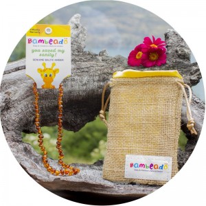 Bambeado班比度宝宝婴儿天然琥珀项链（白兰地色33cm） 安抚情绪