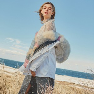 OZLANA AU 时尚皮草大衣 白色外壳 梦幻美人鱼狐狸毛 AU192042