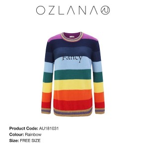 OZLANA AU 彩虹刺绣套头毛衣 AU181031